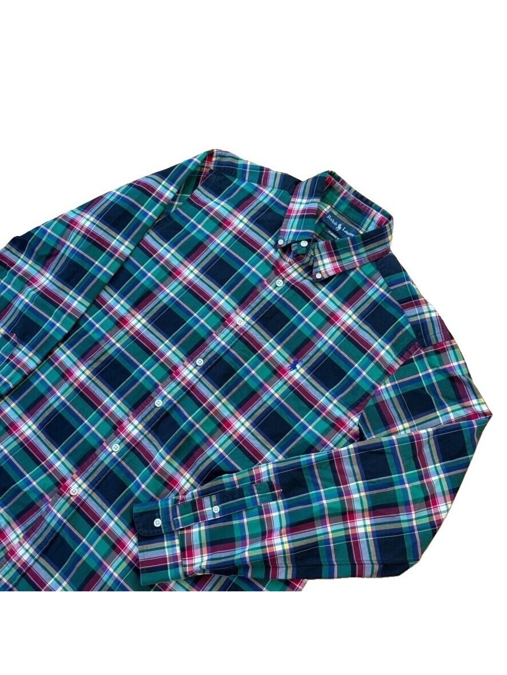 Ralph Lauren Polo Preppy Plaid Button Down Shirt Mens 22x31